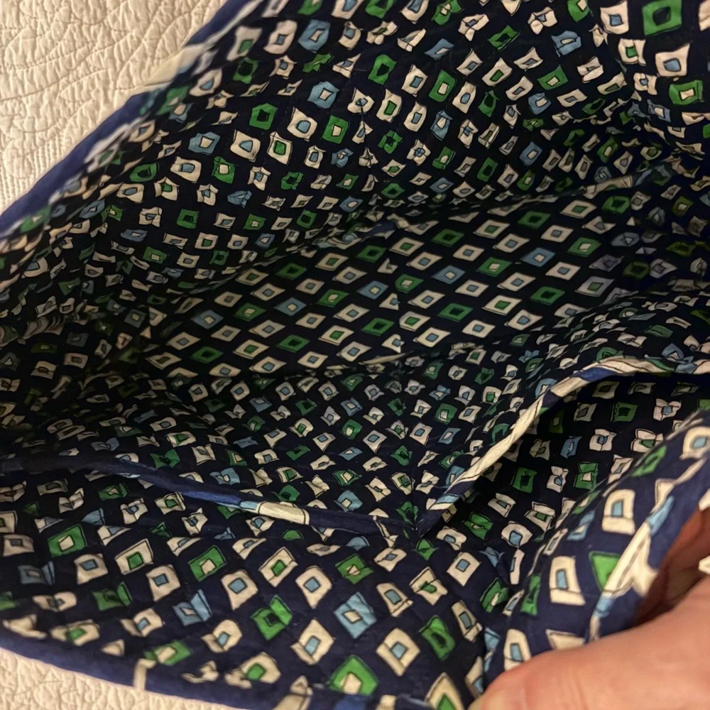Vera Bradley Navy Blue & Green Quilted Crossbody Laptop Bag